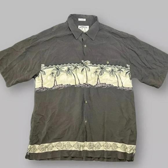 Bamboo Cay Hawaiian Shirt Mens XL Gray Beige Tan Aloha Island - Picture 1 of 7
